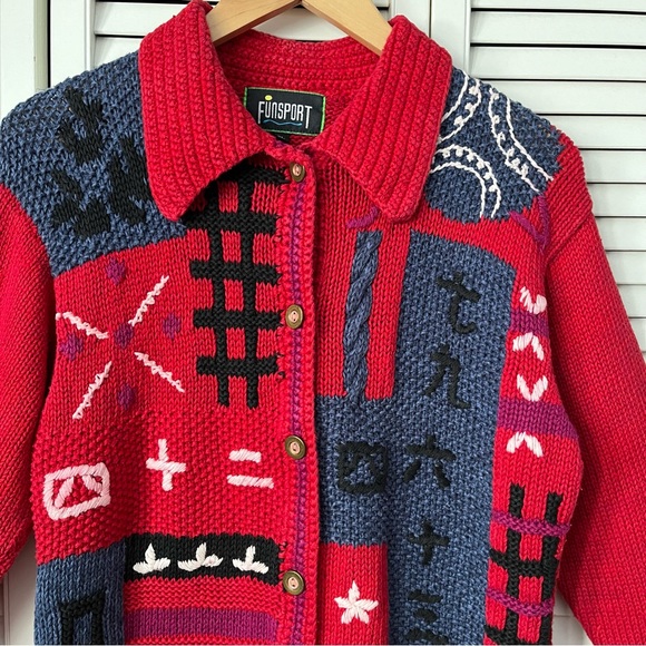 Vintage Funsport Novelty Cardigan sweater M - Picture 3 of 9